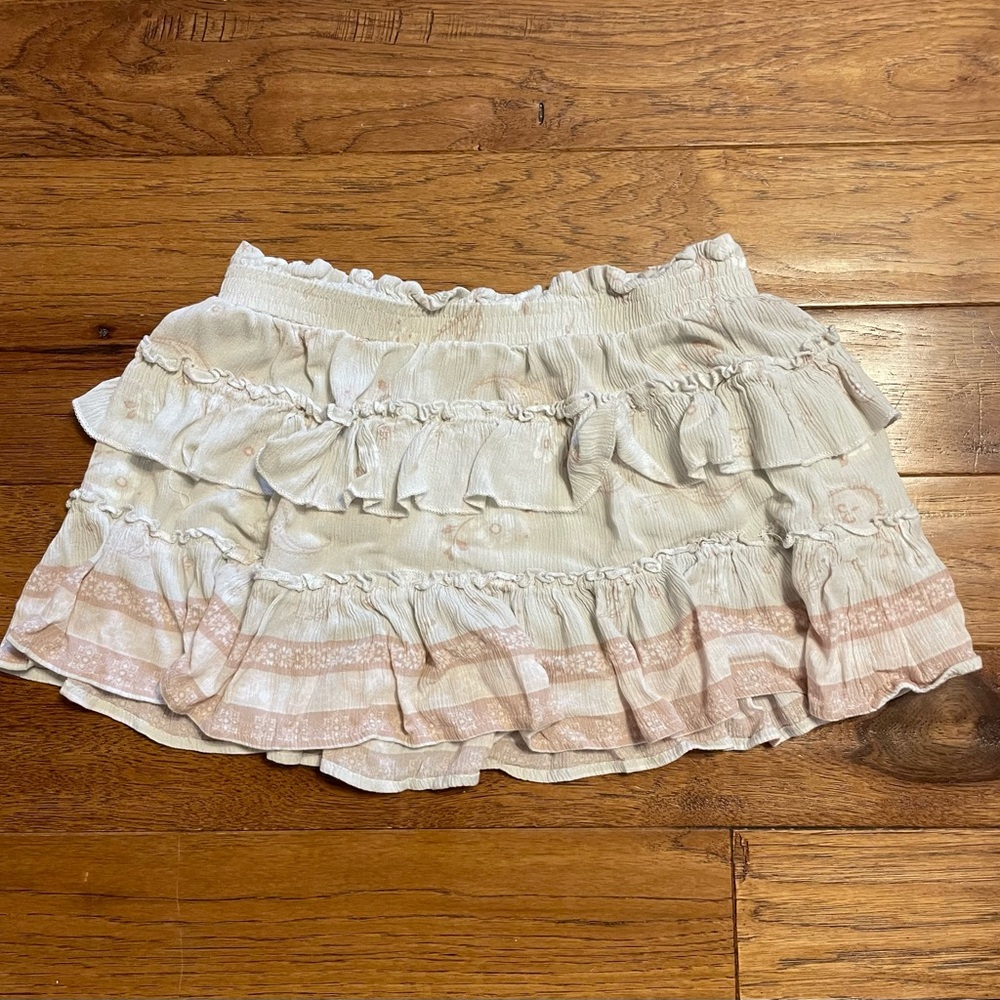 Ruffled Cream and Pink Mini Skirt